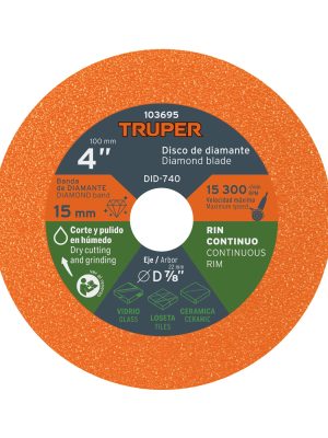 DID-740.jpg 103695 - Disco de diamante 4', corte de vidrio, Truper