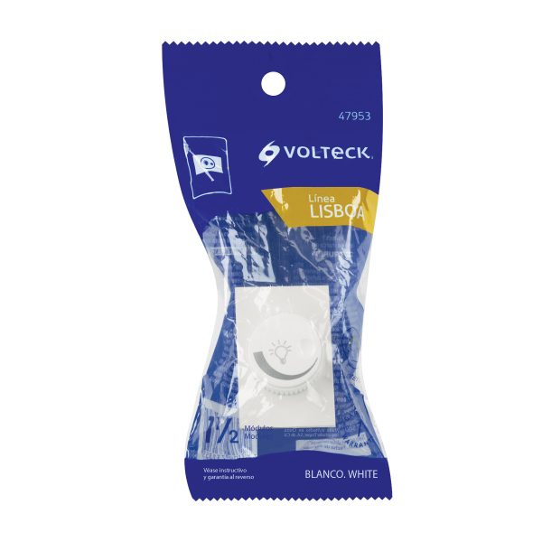 47953 - Dimmer giratorio blanco de 1.5 módulos, línea Lisboa