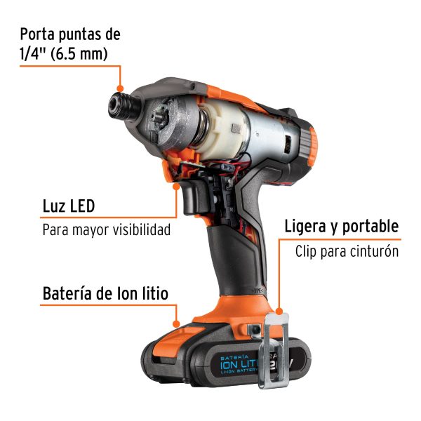 101606 - Destornillador de impacto 1/4', 20V, 1 batería 2Ah, PRO