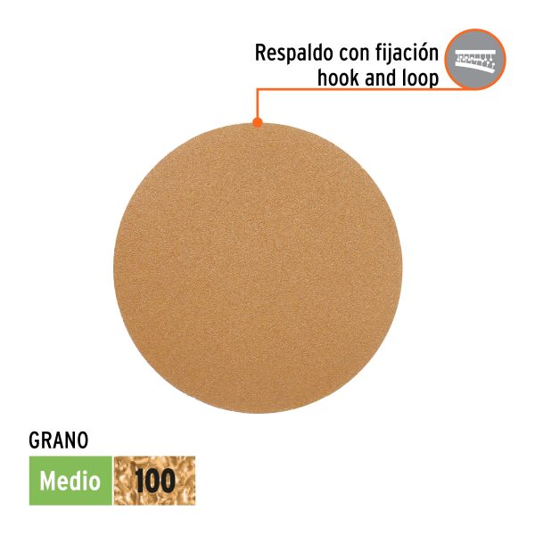 103423 - Paquete c/5 discos de lija 5' grano 100, ciegos