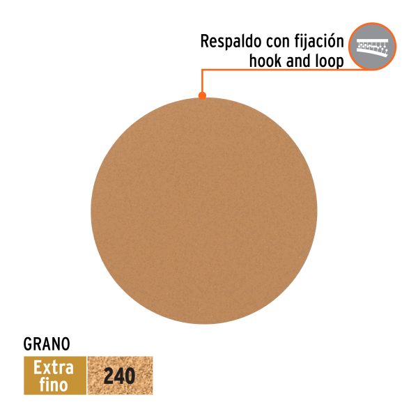 103428 - Paquete c/5 discos de lija 5' grano 240, ciegos