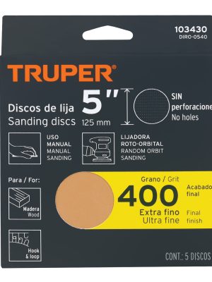 DIRO-0540E1.jpg 103430 - Paquete c/5 discos de lija 5' grano 400, ciegos