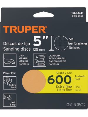 DIRO-0560E1.jpg 103431 - Paquete c/5 discos de lija 5' grano 600, ciegos