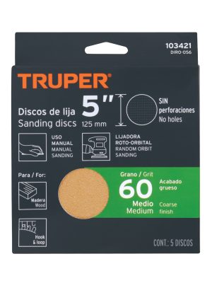 DIRO-056E1.jpg 103421 - Paquete c/5 discos de lija 5' grano 60, ciegos