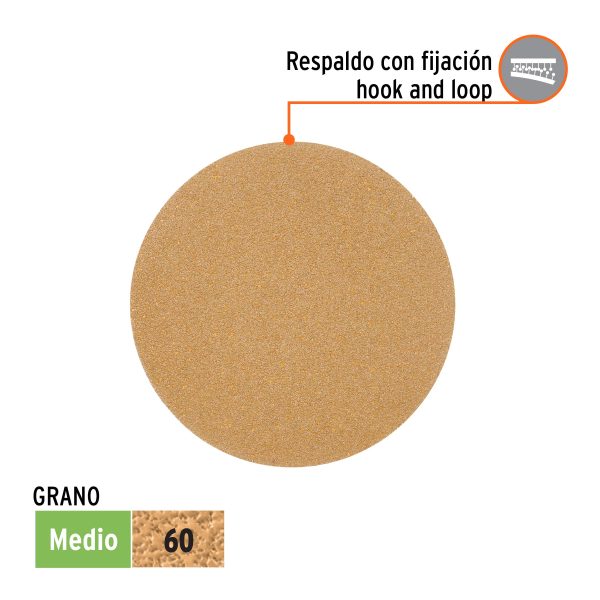 103421 - Paquete c/5 discos de lija 5' grano 60, ciegos