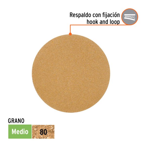 103422 - Paquete c/5 discos de lija 5' grano 80, ciegos