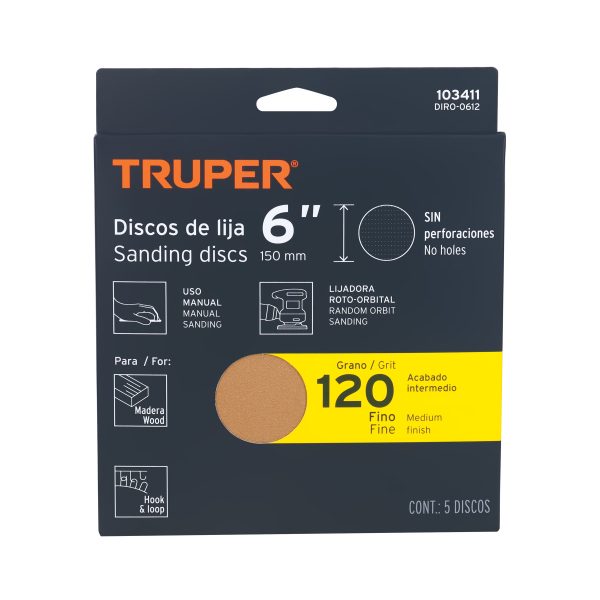 103411 - Paquete c/5 discos de lija 6' grano 120, ciegos