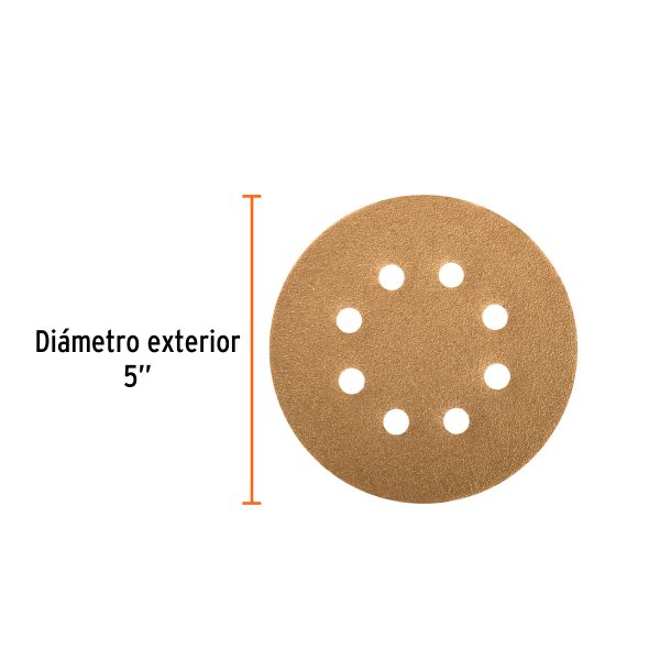 17983 - Paquete c/5 discos de lija 5' grano 320, 8 perforaciones