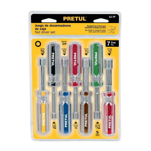 21420 - Juego de 7 desarmadores de caja mango de PVC, Pretul