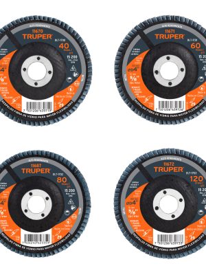 11670 - Disco laminado 4', grano 40 centro 5/8', fibra, TRUPER
