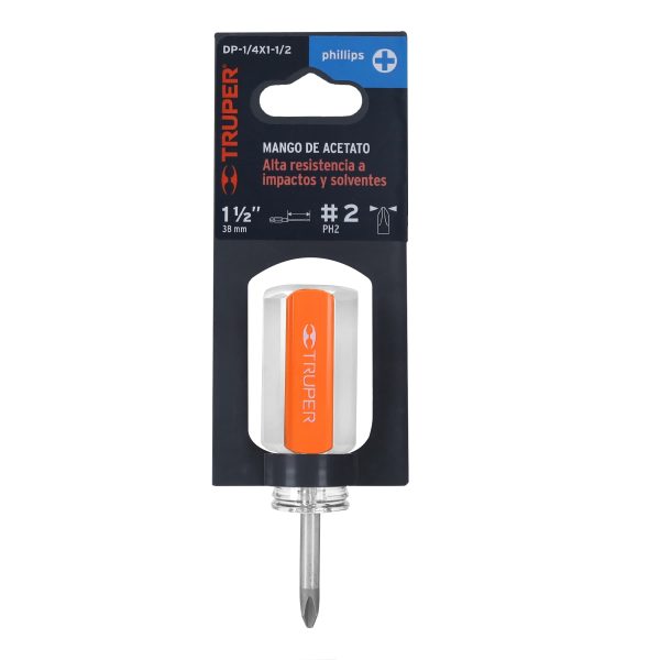 14071 - Desarmador de cruz 1/4' x 1-1/2' mango de acetato, Truper