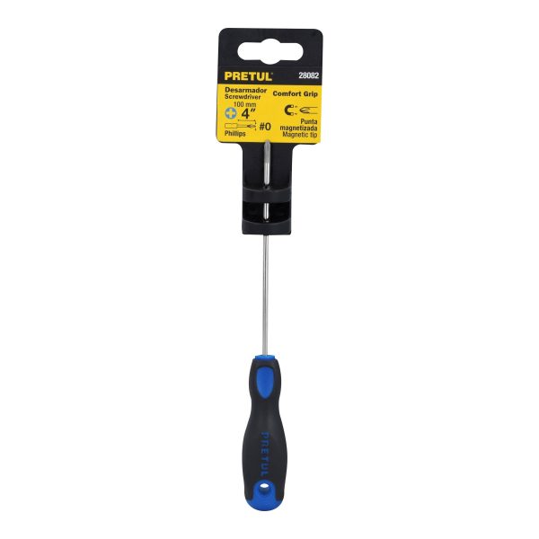 28082 - Desarmador de cruz 1/8' x 4' mango Comfort Grip, Pretul