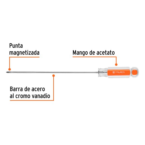 14056 - Desarmador de cruz 1/8' x 6' mango de acetato, Truper