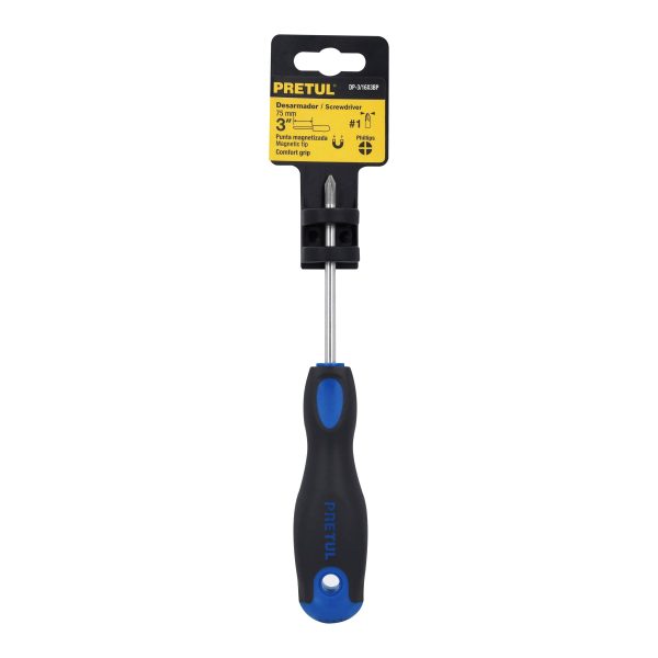 21493 - Desarmador de cruz 3/16' x 3' mango Comfort Grip, Pretul