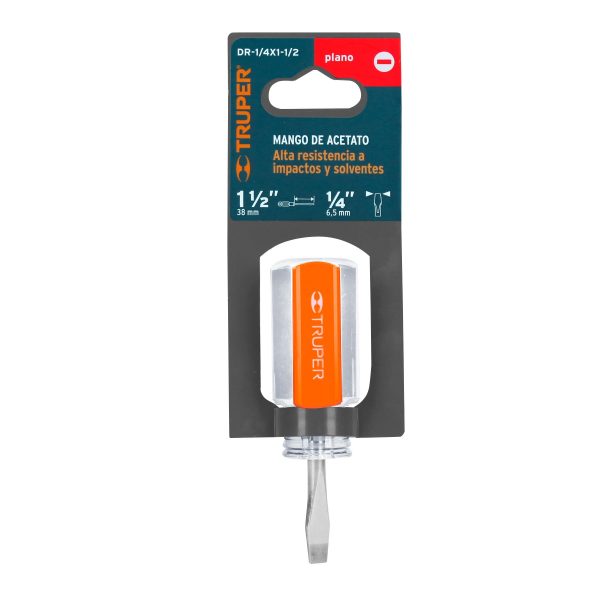 13993 - Desarmador plano 1/4' x 1-1/2' mango de acetato, Truper