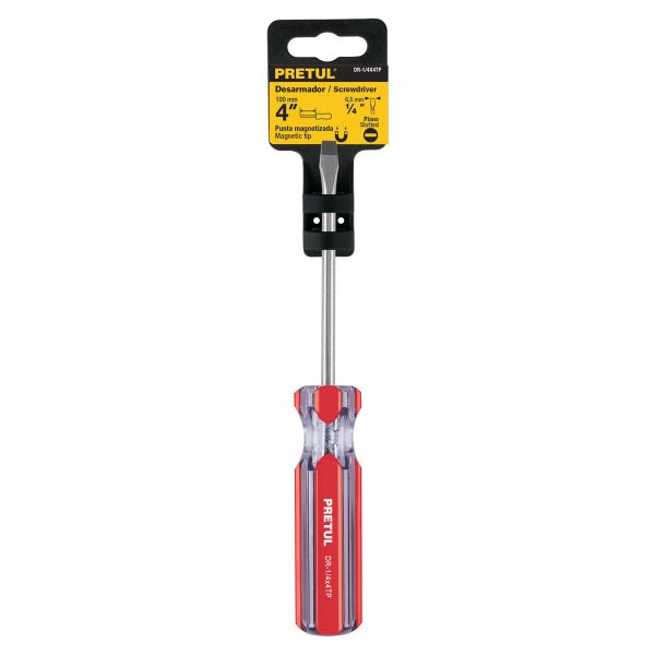 21459 - Desarmador plano 1/4 x 4' mango de PVC, Pretul