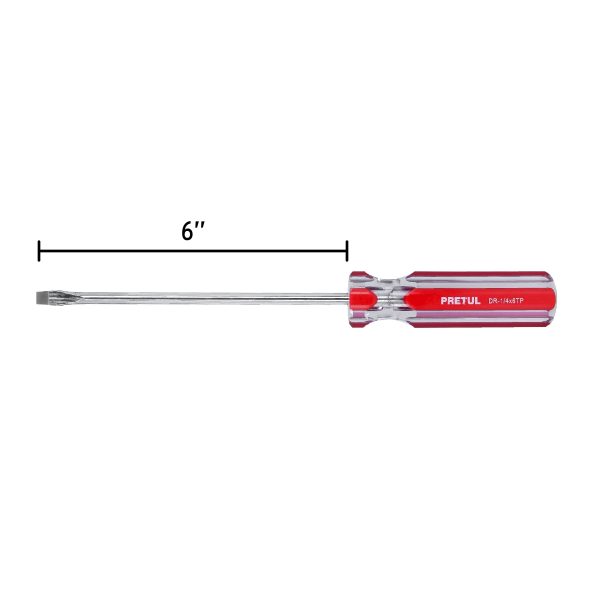 21462 - Desarmador plano 1/4 x 6' mango de PVC, Pretul