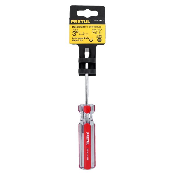 21456 - Desarmador plano 3/16 x 3' mango de PVC, Pretul