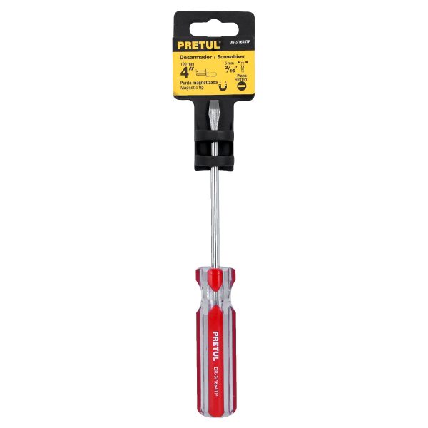 21458 - Desarmador plano 3/16 x 4' mango de PVC, Pretul