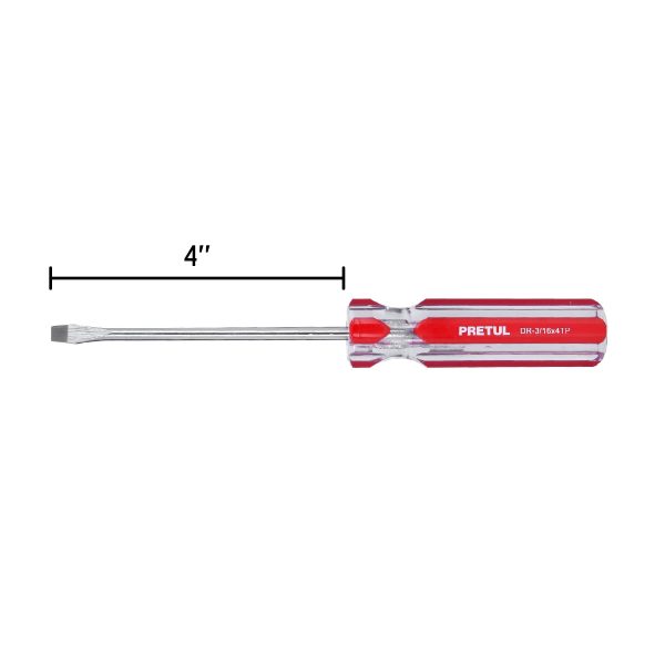 21458 - Desarmador plano 3/16 x 4' mango de PVC, Pretul