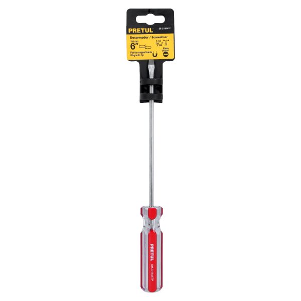 21457 - Desarmador plano 3/16 x 6' mango de PVC, Pretul