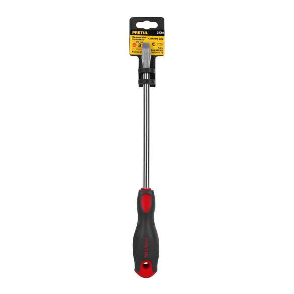 28080 - Desarmador plano 3/8' x 8' mango Comfort Grip, Pretul