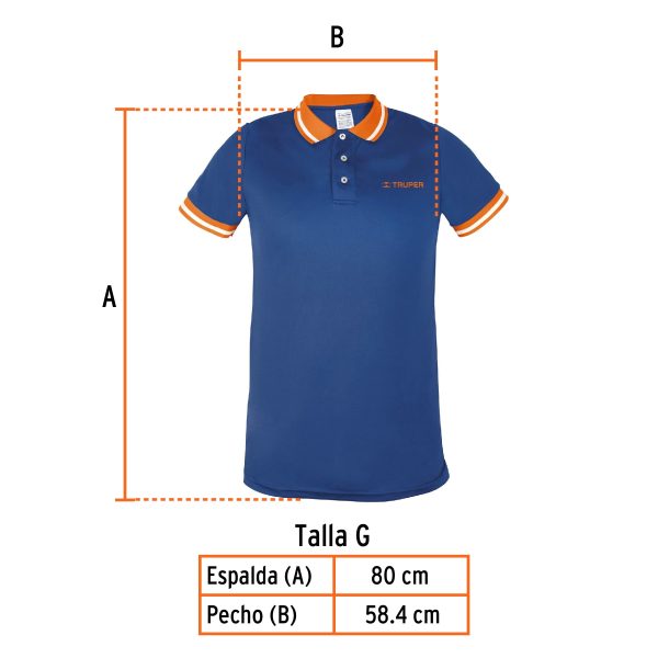 69967 - Playera polo performance para hombre, azul, G, Truper