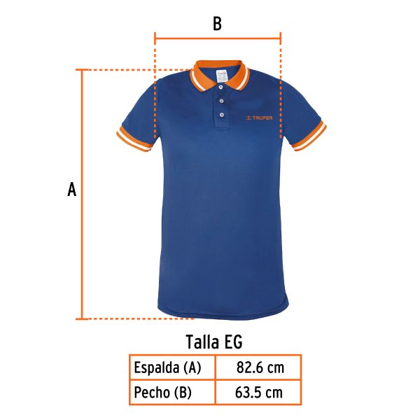 69968 - Playera polo performance para hombre, azul, EG, Truper