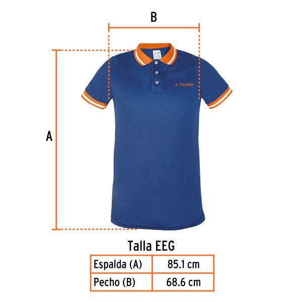 69969 - Playera polo performance para hombre, azul, EEG, Truper