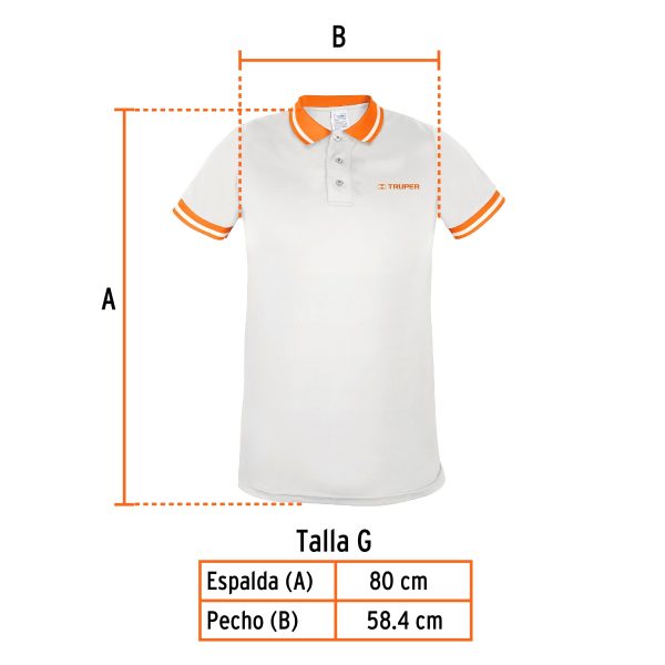 69975 - Playera polo performance para hombre, blanca, G, Truper