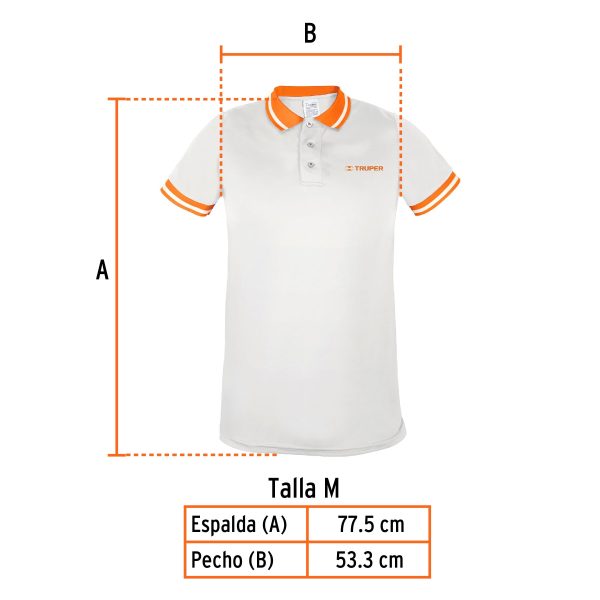 69974 - Playera polo performance para hombre, blanca, M, Truper