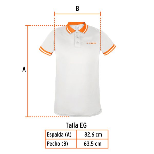 69976 - Playera polo performance para hombre, blanca, EG, Truper