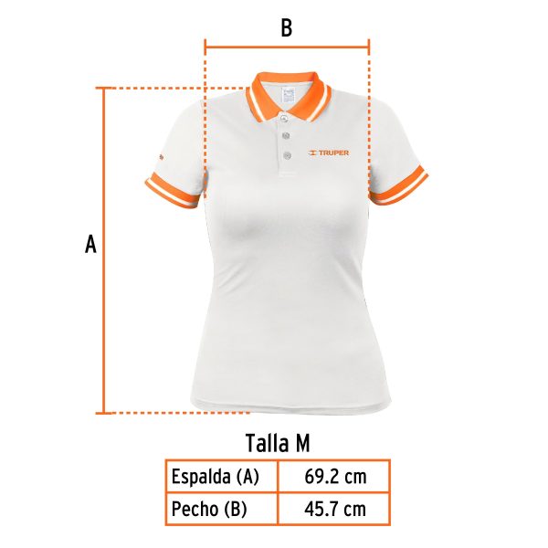 69979 - Playera polo performance para mujer, blanca, M, Truper