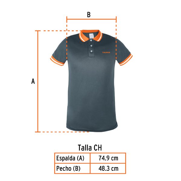 61081 - Playera polo performance para hombre, gris, CH, Truper