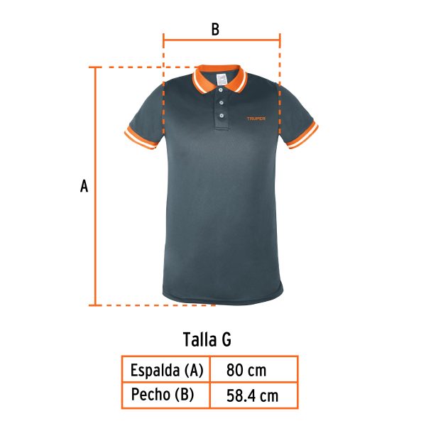 61083 - Playera polo performance para hombre, gris, G, Truper