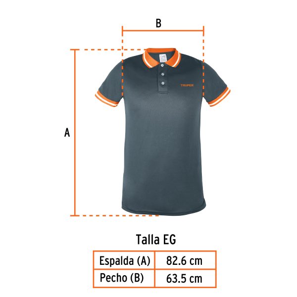 61084 - Playera polo performance para hombre, gris, EG, Truper