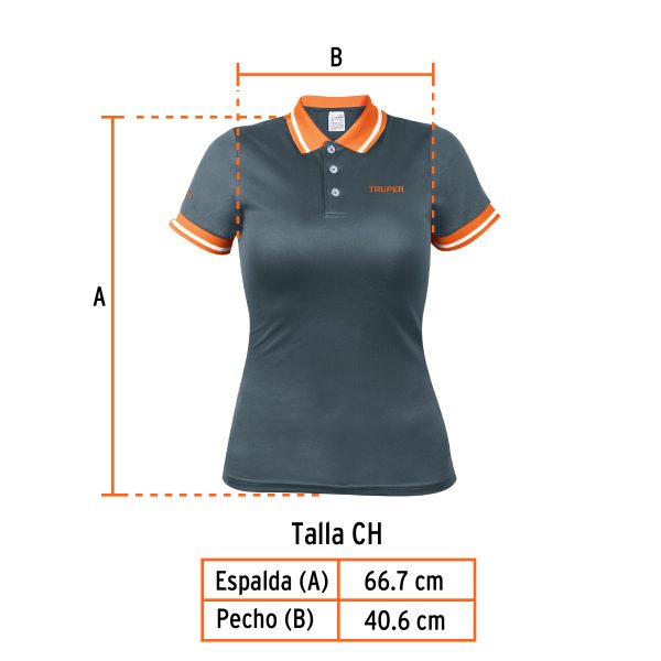 61086 - Playera polo performance para mujer, gris, CH, Truper
