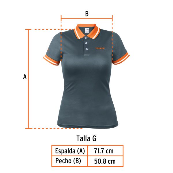 61088 - Playera polo performance para mujer, gris, G, Truper