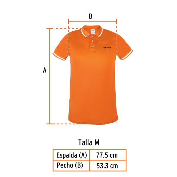 69982 - Playera polo performance para hombre, naranja, M, Truper
