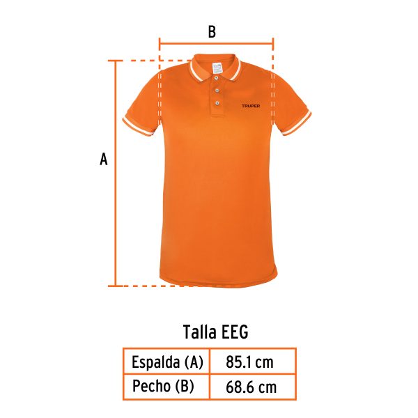 69985 - Playera polo performance para hombre, naranja, EEG, Truper