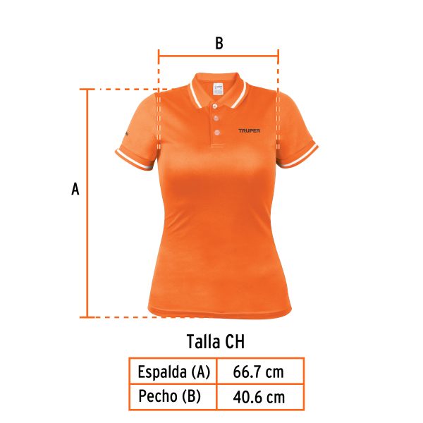 69986 - Playera polo performance para mujer, naranja, CH, Truper