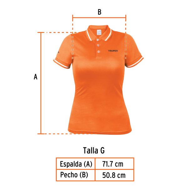 69988 - Playera polo performance para mujer, naranja, G, Truper