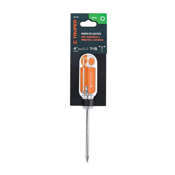 15102 - Desarmador punta Torx T 15 mango de acetato, Truper