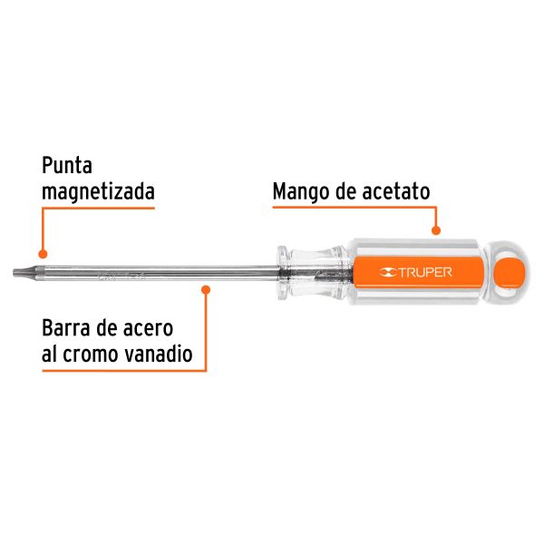 15102 - Desarmador punta Torx T 15 mango de acetato, Truper