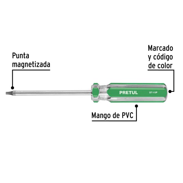 29983 - Desarmador punta Torx T 15 mango de PVC, Pretul