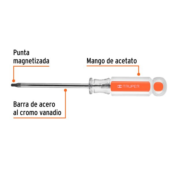 15103 - Desarmador punta Torx T 20 mango de acetato, Truper