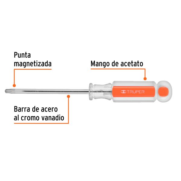 15105 - Desarmador punta Torx T 27 mango de acetato, Truper