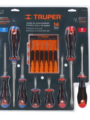 14197 - Juego de 8 desarmadores mango Comfort Grip y 6 de joyero