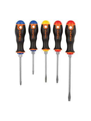 DTJ-5B.jpg 14138 - Juego de 5 desarmadores mango Comfort Grip, Truper