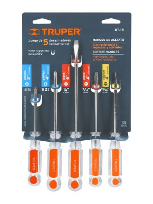 14137 - Juego de 5 desarmadores mangos de acetato, Truper